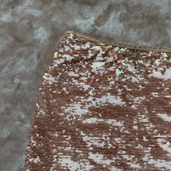 True Sequence MINI Skirt Size Small champaigne coloring Vintage 21 - Picture 9 of 11